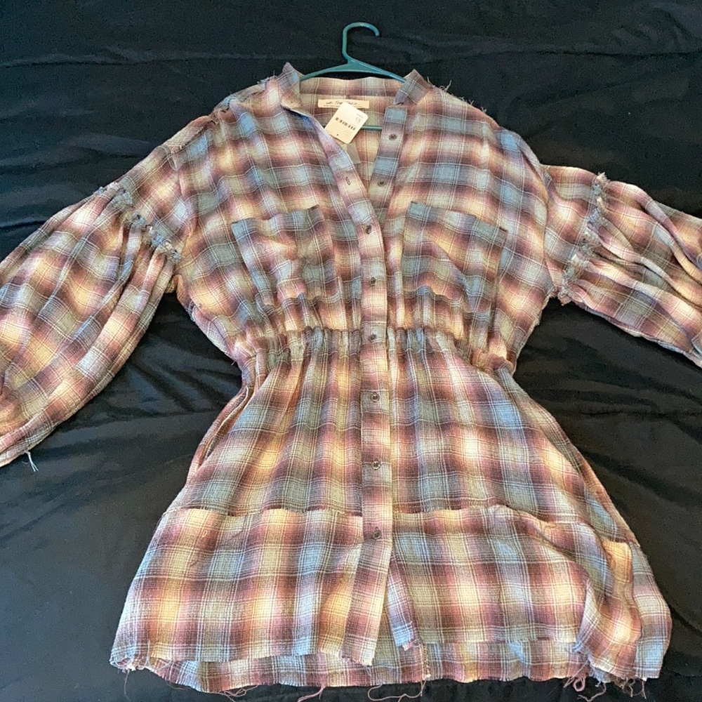 NWT Free People By The Way plaid dress, Sz XS